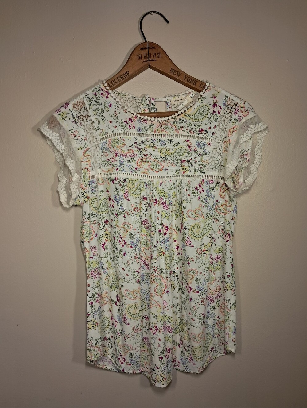 Anthro Meadow Rue Floral Lace Top Blouse Feminine Dressy